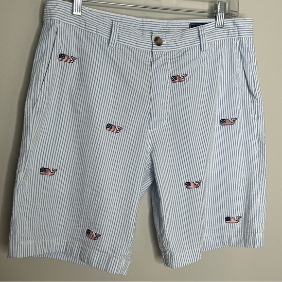 Vineyard Vines Men’s Seersucker Patriotic American Flag Breaker Short Size 32 - Picture 2 of 14